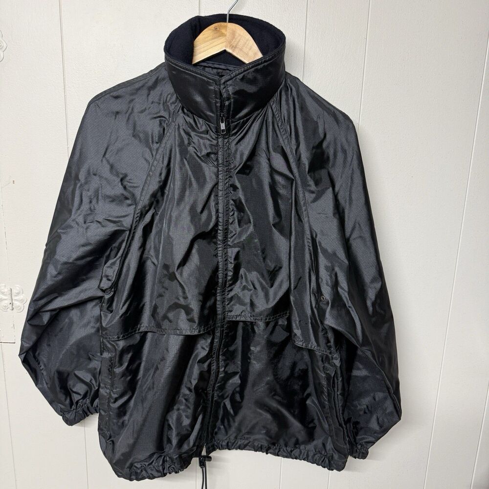 Vtg Eddie Bauer Windbreaker Jacket Hooded Full Zip Mesh Vented Black Men M EUC